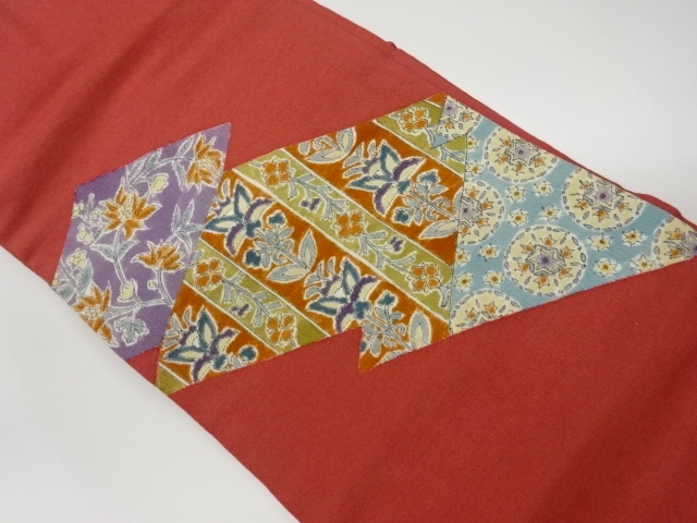 JAPANESE KIMONO / VINTAGE NAGOYA OBI / CHIRIME / FLOWER CREST & FLOWERS